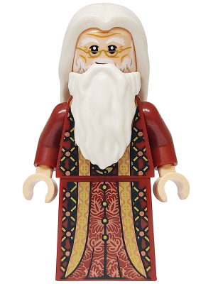 Albus Dumbledore - Dark Red Robe with Gold Hem, White Hair
