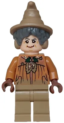Professor Pomona Sprout - Dirty Cloak, Dark Green Holly Brooch, Dark Tan Legs