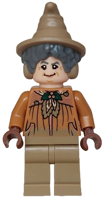 Professor Pomona Sprout - Dirty Cloak, Dark Green Holly Brooch, Dark Tan Legs