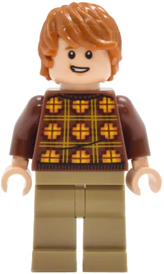 Ron Weasley - Reddish Brown Sweater with Yellow and Orange Plaid