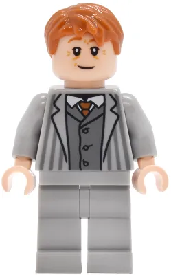 Arthur Weasley - Light Bluish Gray Suit, Wrinkles, Smile / Frown