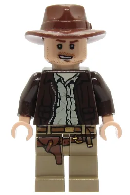 Indiana Jones - Dark Brown Jacket, Reddish Brown Fedora, Open Mouth Lopsided Grin