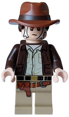 Indiana Jones - Dark Brown Jacket, Reddish Brown Dual Molded Hat with Hair, Spider Web on Face