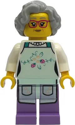 Nonna / Fishmonger - Light Aqua Apron, Light Bluish Gray Wavy Hair