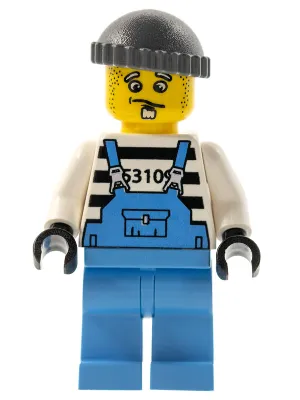 Xtreme Stunts Brickster Henchman with Medium Blue Overalls #1, Dark Bluish Gray Knit Cap