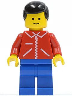 Jacket Red with Zipper - Red Arms - Blue Legs, Black Male Hair