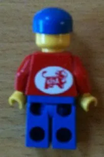 Jacket Red with Zipper - Red Arms - Blue Legs, Blue Cap with Arla Dairy Logo Pattern on Back (Sticker)