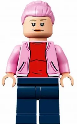 Brooklynn - Bright Pink Jacket over Red Shirt, Dark Blue Legs