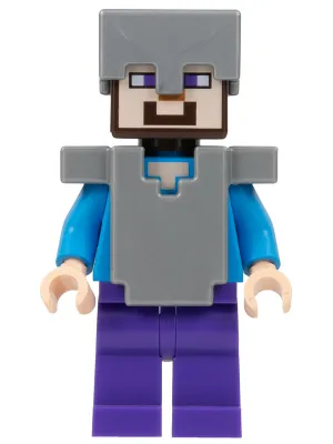 Steve (Light Nougat) - Dark Purple Legs, Flat Silver Helmet and Armor