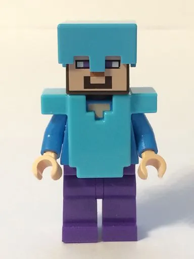 Steve (Light Nougat) - Dark Purple Legs, Medium Azure Helmet and Armor