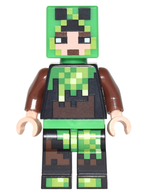 Minecraft Skin 6 - Pixelated, Bright Green and Dark Brown Creeper Costume
