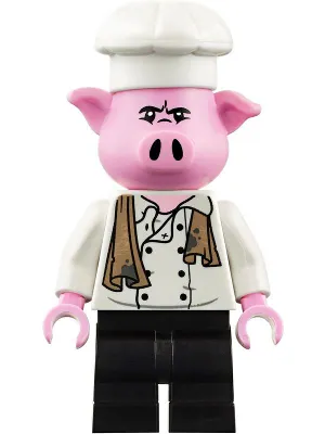 Pigsy - White Chef Jacket with Dirty Towel, Black Medium Legs