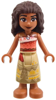 Moana (Sienna) - Mini Doll, Coral and White Strapless Top, Tan Long Skirt with Dark Tan Hems, Dark Brown Hair