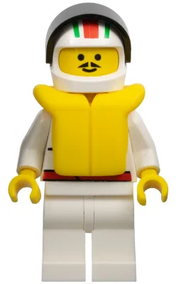 Octan - Race Team, White Legs, White Red/Green Striped Helmet, Black Visor, Life Jacket