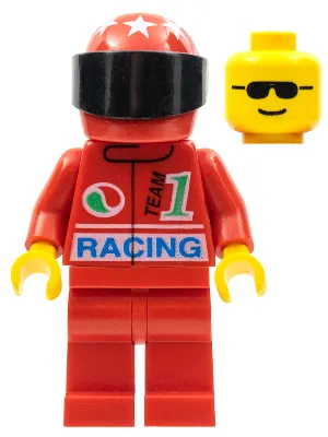 Octan - Racing, Red Legs, Red Helmet 7 White Stars, Black Visor
