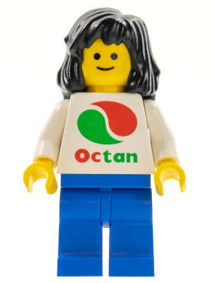 Octan - White Logo, Blue Legs, Black Mid-Length Female Hair
