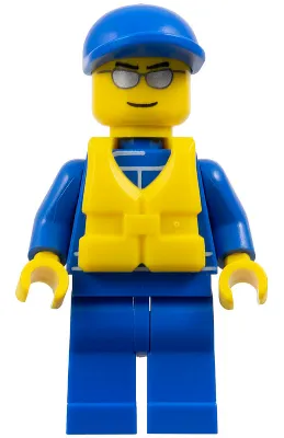 Octan - Blue Oil, Blue Legs, Life Jacket with Center Buckle, Blue Short Bill Cap