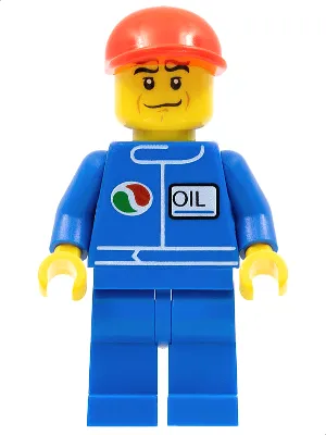 Octan - Blue Oil, Blue Legs, Red Short Bill Cap, Crooked Smile