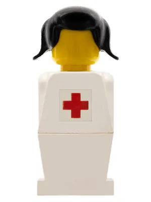 LEGOLAND - White Torso, White Legs, Black Pigtails Hair, Red Cross Sticker