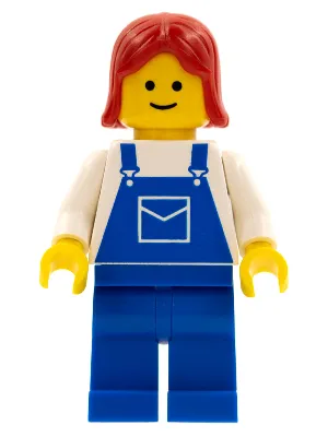 Overalls Blue with Pocket, Blue Legs, Red Female Hair