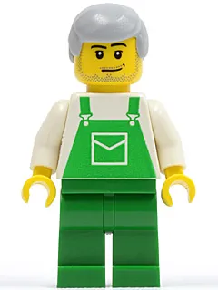 Overalls Green with Pocket, Green Legs, Light Bluish Gray Male Hair