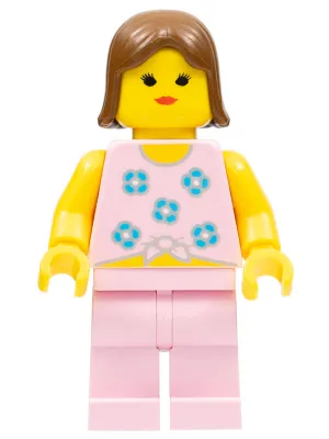 Blue Flowers - Pink Legs, Brown Female Hair