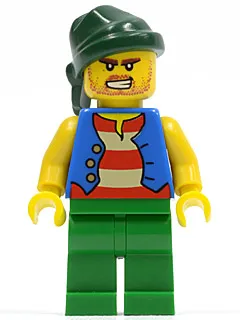 Pirate Blue Vest, Green Legs, Dark Green Bandana, Bared Teeth