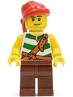 Pirate Green / White Stripes, Reddish Brown Legs, Red Bandana