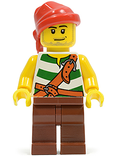 Pirate Green / White Stripes, Reddish Brown Legs, Red Bandana