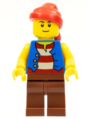 Pirate - Blue Vest, Reddish Brown Legs, Red Bandana, Black Eyebrows