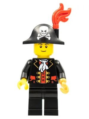 Captain - Bicorne Hat with Skull and Plume, Black Eyebrows