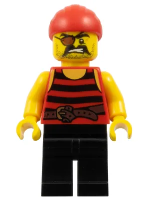 Pirate 1 - Black and Red Stripes, Black Legs, Eye Patch