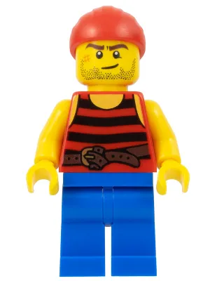 Pirate 3 - Black and Red Stripes, Blue Legs, Scar
