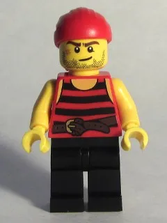 Pirate 6 - Black and Red Stripes, Black Legs, Scar