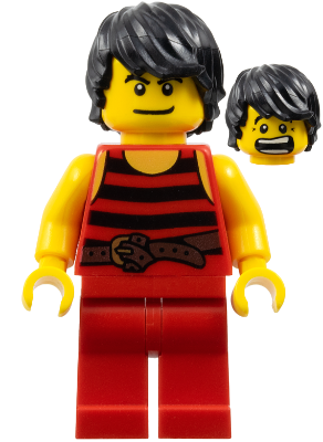 Pirate 7 - Black and Red Stripes, Red Legs, Scared, Black Crow's Feet