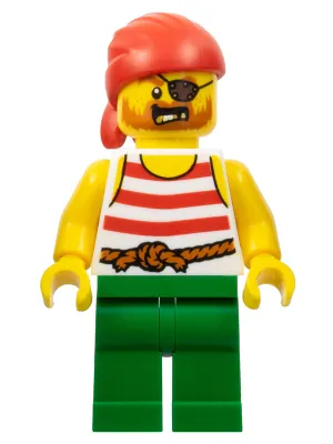 Pirate - Male, Red Bandana, White Shirt with Red Stripes, Green Legs, Eye Patch