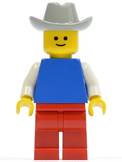 Plain Blue Torso with White Arms, Red Legs, Light Gray Cowboy Hat