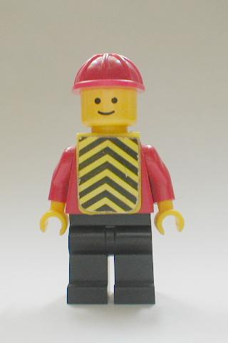 Plain Red Torso with Red Arms, Black Legs, Red Construction Helmet, Yellow Chevron Vest