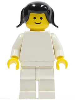 Plain White Torso with White Arms, White Legs, Black Pigtails Hair