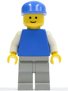 Plain Blue Torso with White Arms, Light Gray Legs, Blue Cap
