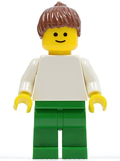 Plain White Torso with White Arms, Green Legs, Reddish Brown Ponytail Hair