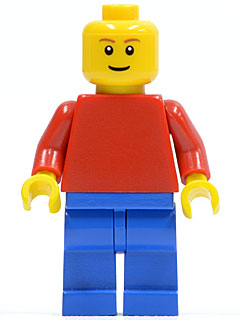Plain Red Torso with Red Arms, Blue Legs, Brown Eyebrows, Thin Grin