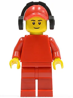 Plain Red Torso with Red Arms, Red Legs, Red Cap with Hole, Headphones
