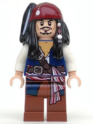 Captain Jack Sparrow - White Shirt, Dark Blue Plain Vest, Bandana