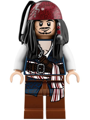 Captain Jack Sparrow - White Shirt, Dark Blue Vest with Filigree, Bandana