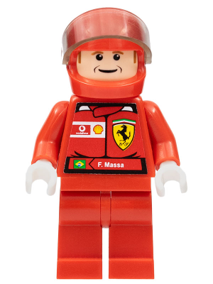 F1 Ferrari - F. Massa with Helmet Red Plain - with Torso Stickers