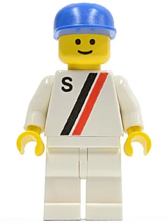 'S' - White with Red / Black Stripe, White Legs, Blue Cap