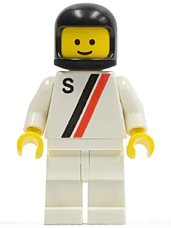 'S' - White with Red / Black Stripe, White Legs, Black Classic Helmet