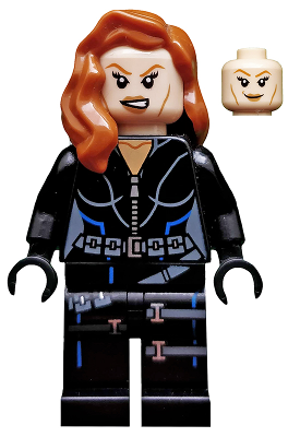 Black Widow - Black Jumpsuit, Dark Orange Mid-Length Hair, Printed Legs, Black Hands, Dark Orange Eyebrows