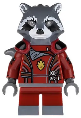 Rocket Raccoon - Dark Red Outfit, Dark Bluish Gray Head